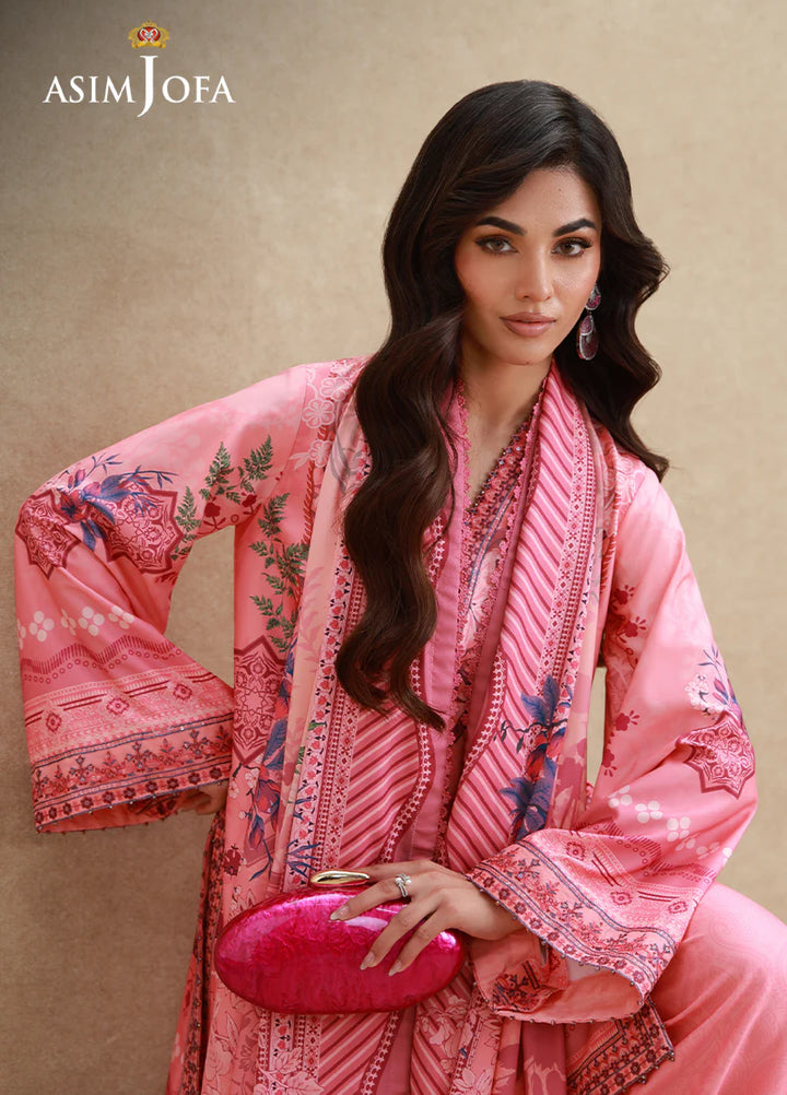 Asim Jofa Unstitched Printed Silk 3 Piece Suit AJ26UPS AJULSC-09 - Casual Collection