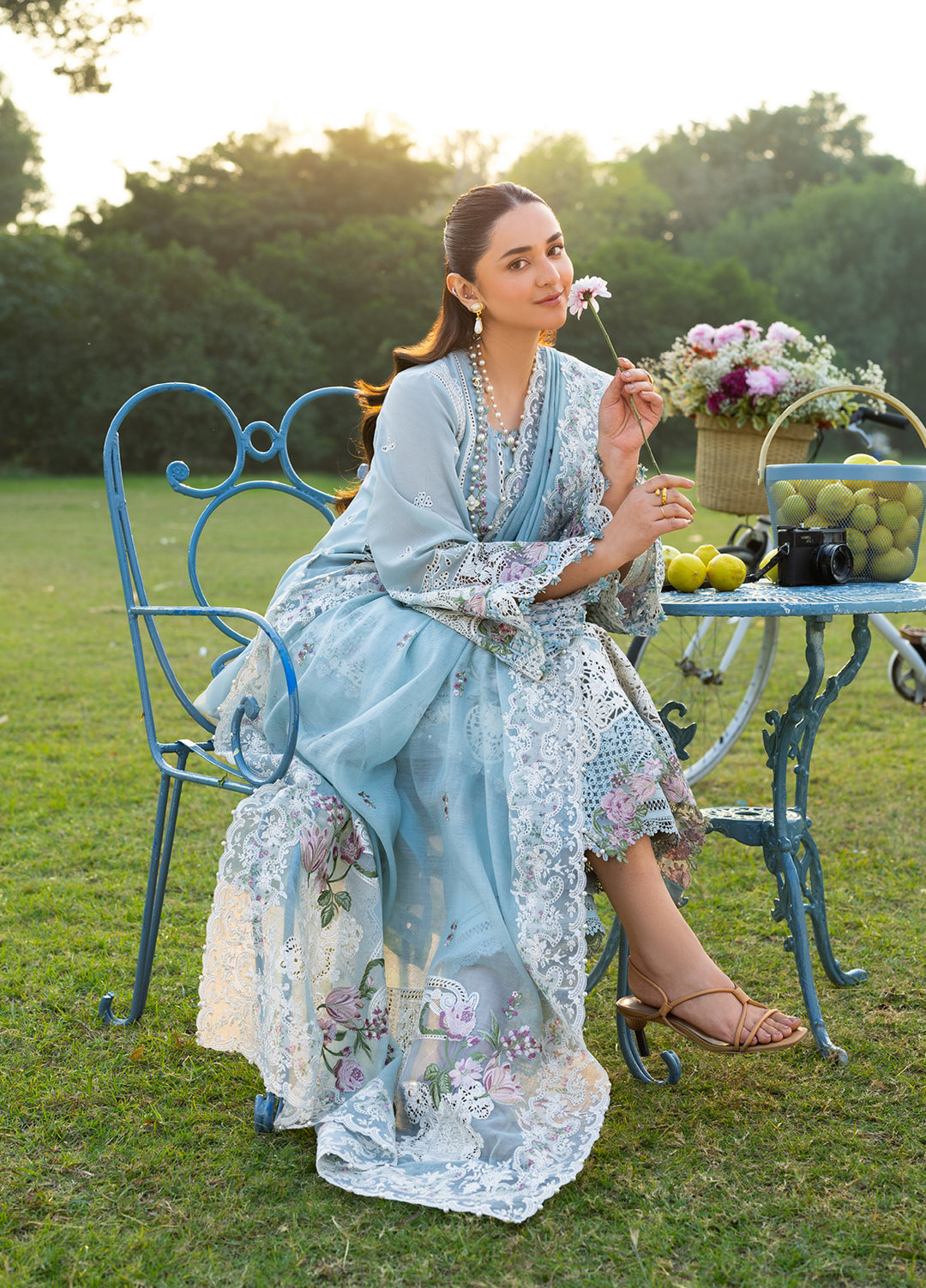 Elaf Premium Unstitched Embroidered Luxury Lawn 3 Piece Suit EL26UPL ELY-7 MORNING DRIZZLE - Summer Collection