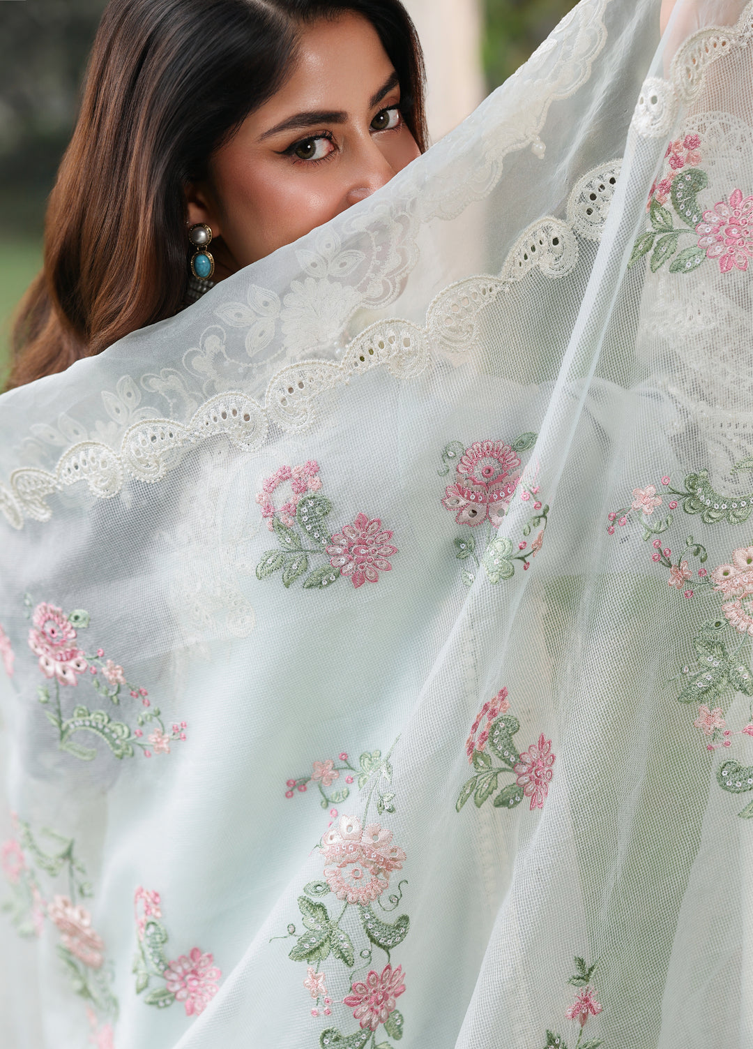 Tales of Petals by Sardinia Unstitched Embroidered Luxury Lawn 3 Pcs Suit SRD26UTP D-1 Ocean Waves - Festive