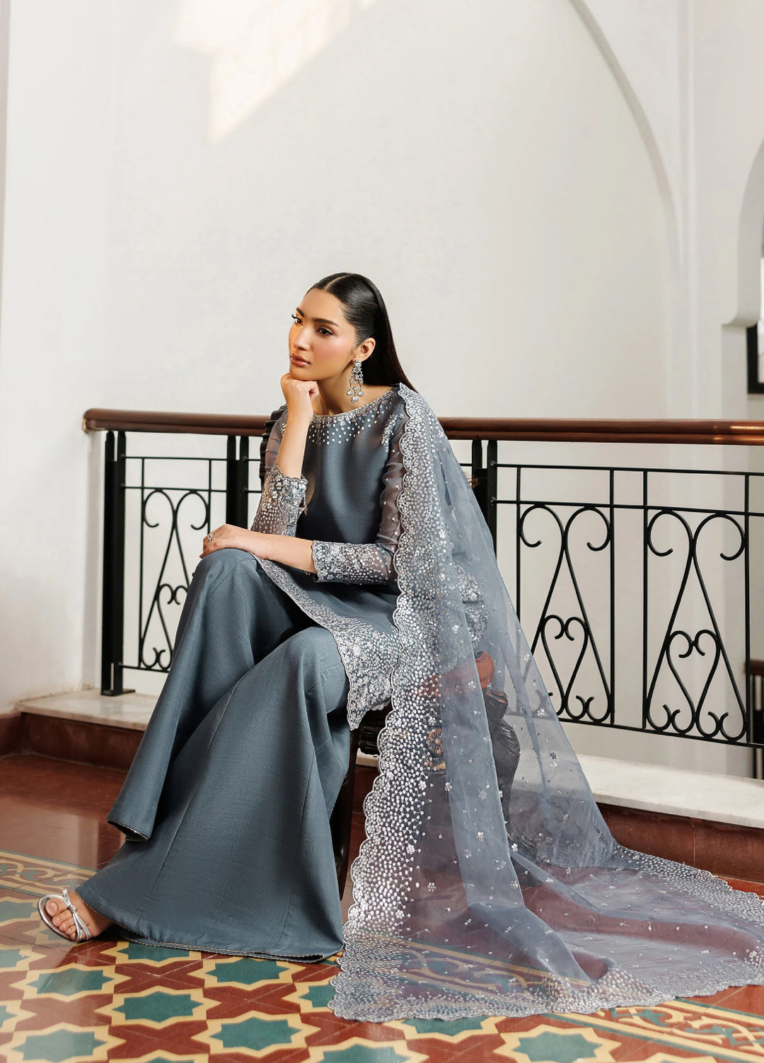 Nourah by Zarif Unstitched Embroidered Chiffon 3 Piece Suit ZR26UCN Nourah Zarmina ZF/ZQH/ZARMINA 05 - Festive Collection