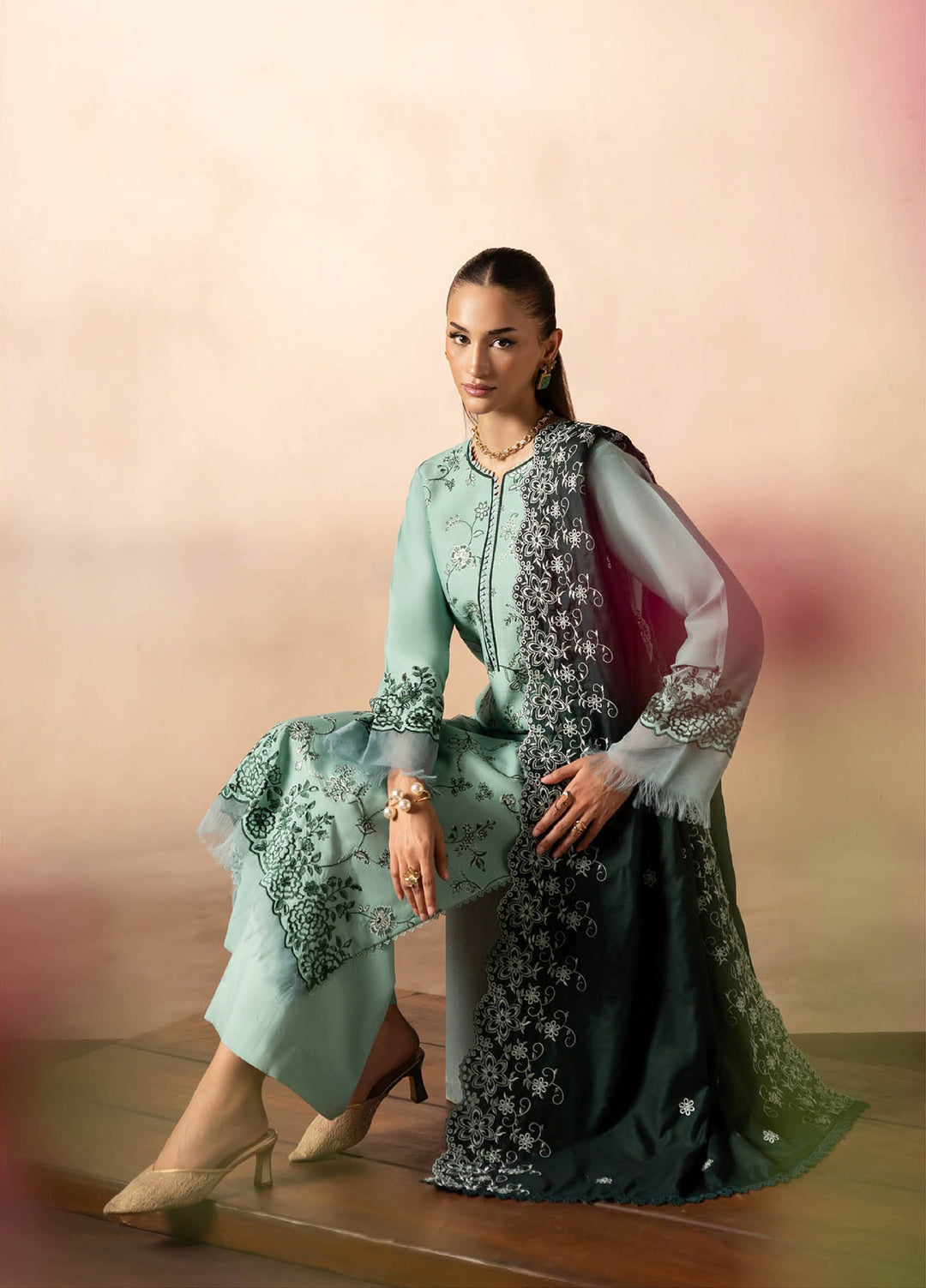 Sareen by Rajbari Unstitched Premium Viscose Chikankari 3 Piece RB25SC D-11 - Winter Collection