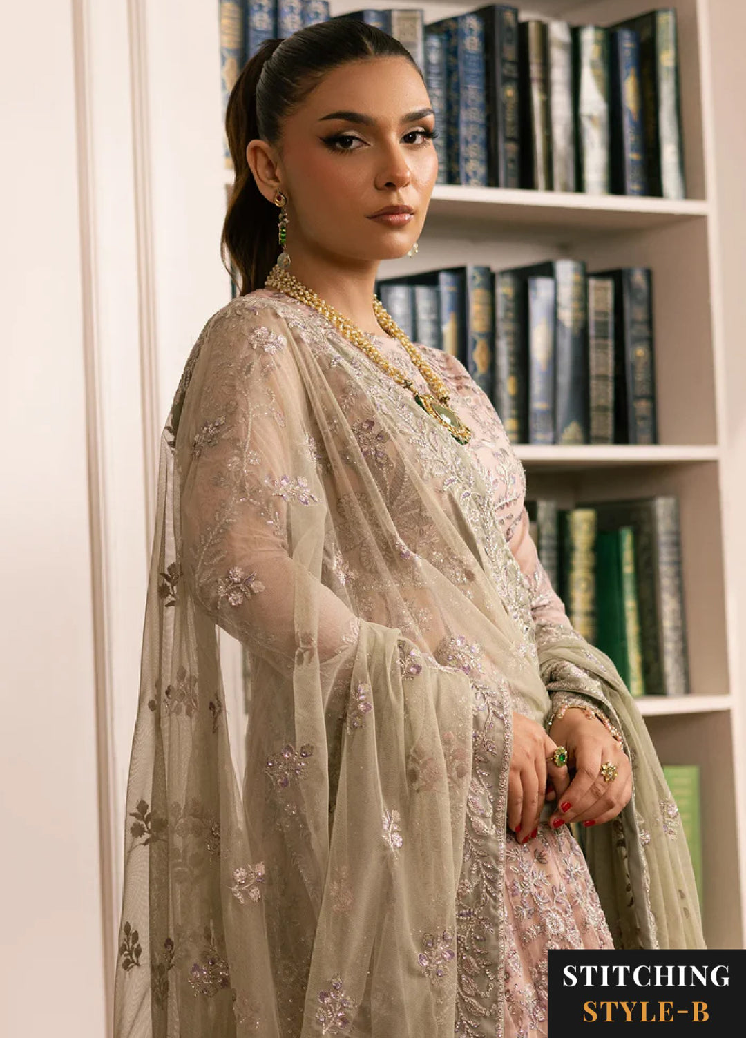 Zarif Women Unstitched Embroidered Net 3 Piece Suit ZR26UFC ZRI 01 DIVAAN - Festive Collection