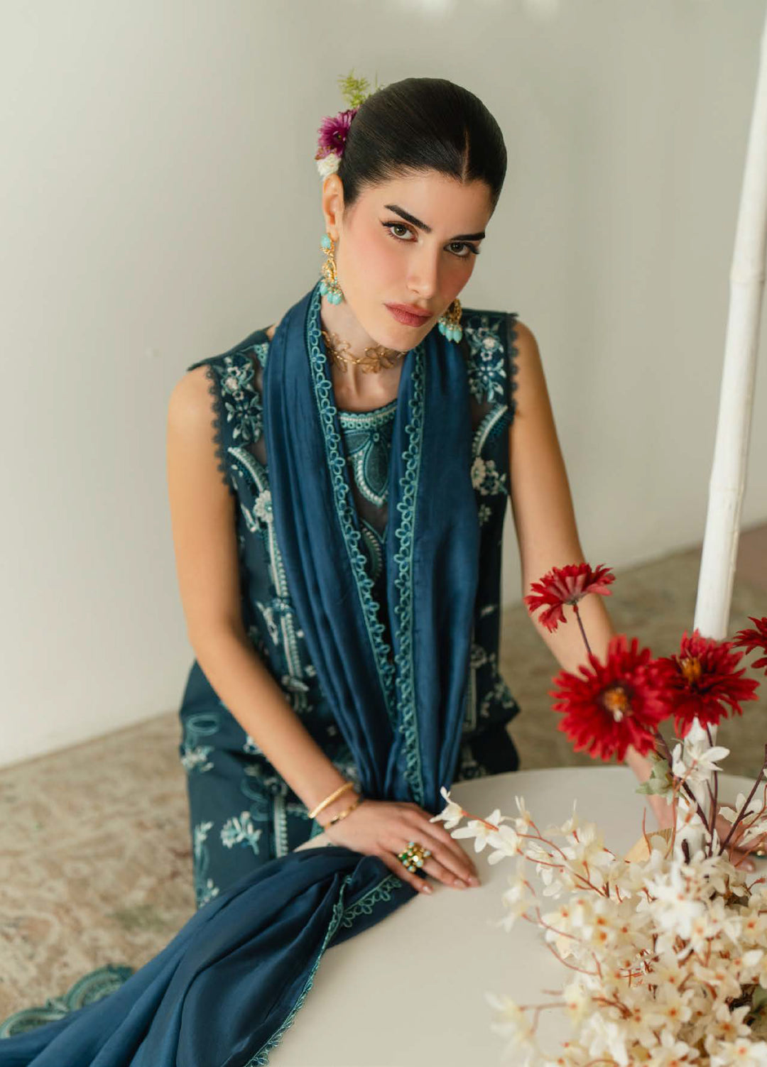 Blooming Flower by Zariya Unstitched Embroidered Lawn 3 Piece Suit ZRY26ULB FAUNA ZB-60101 - Festive Collection