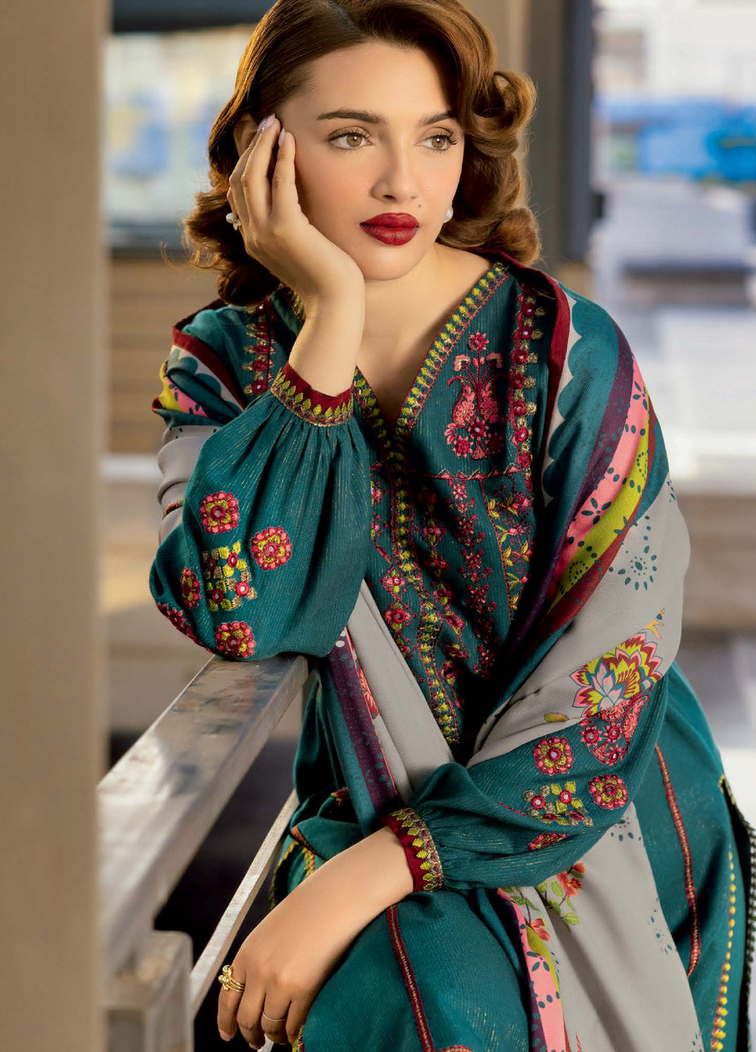 Poshima by Charizma Unstitched Embroidered Peach Leather Suits 3 Piece CHR26PU PSW5-26 - Winter Collection