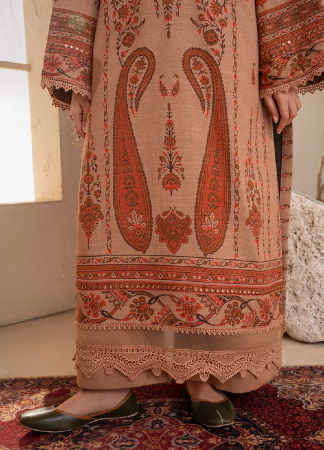 Jugnu by Chandan Nagri Women Pret Embroidered Khaddar 3 Piece Suit Mehru - Winter Collection