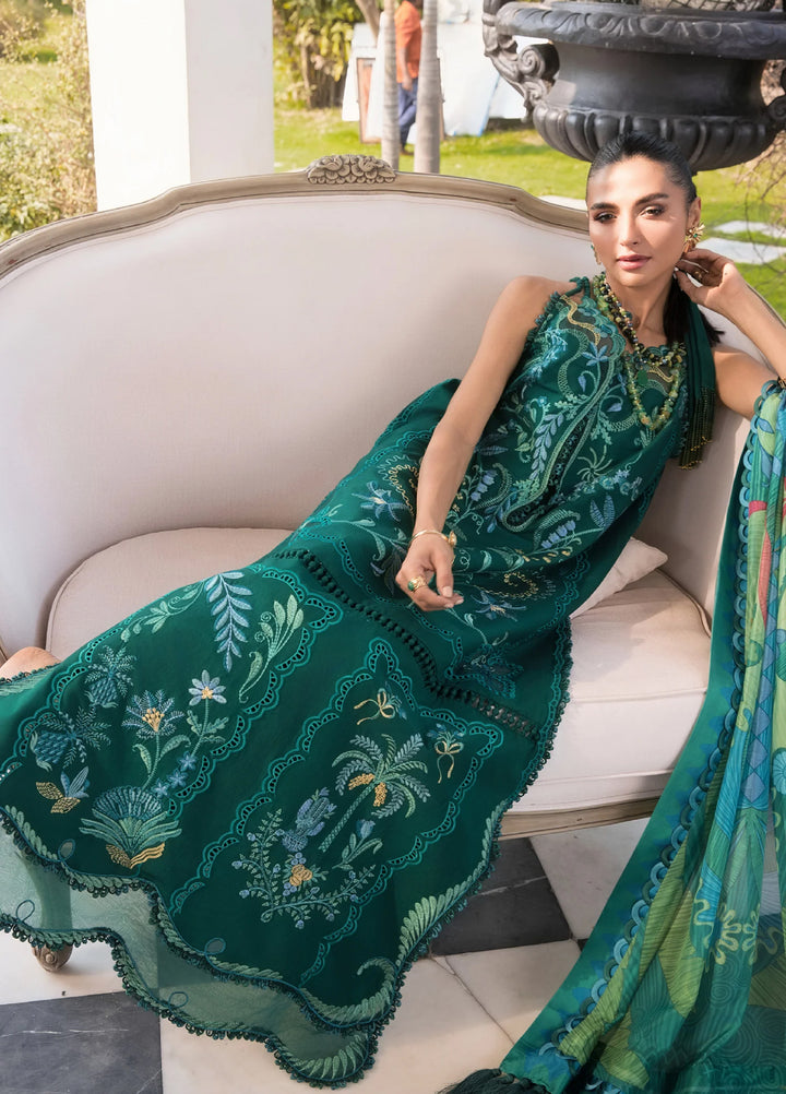 Flow by Crimson Unstitched Embroidered Lawn 3 Piece Suit CR26UFL D3 B-Emerald - Festive Collection