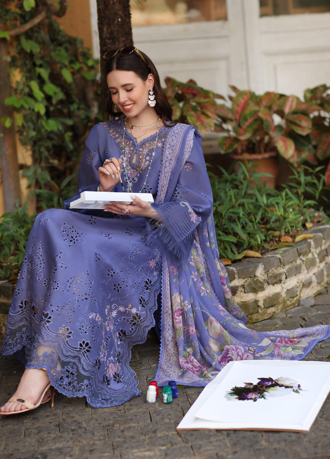 Noor by Saadia Asad Unstitched Embroidered Laserkari Lawn 3 Piece Suit SA26ULNL D9 - Lawn Collection