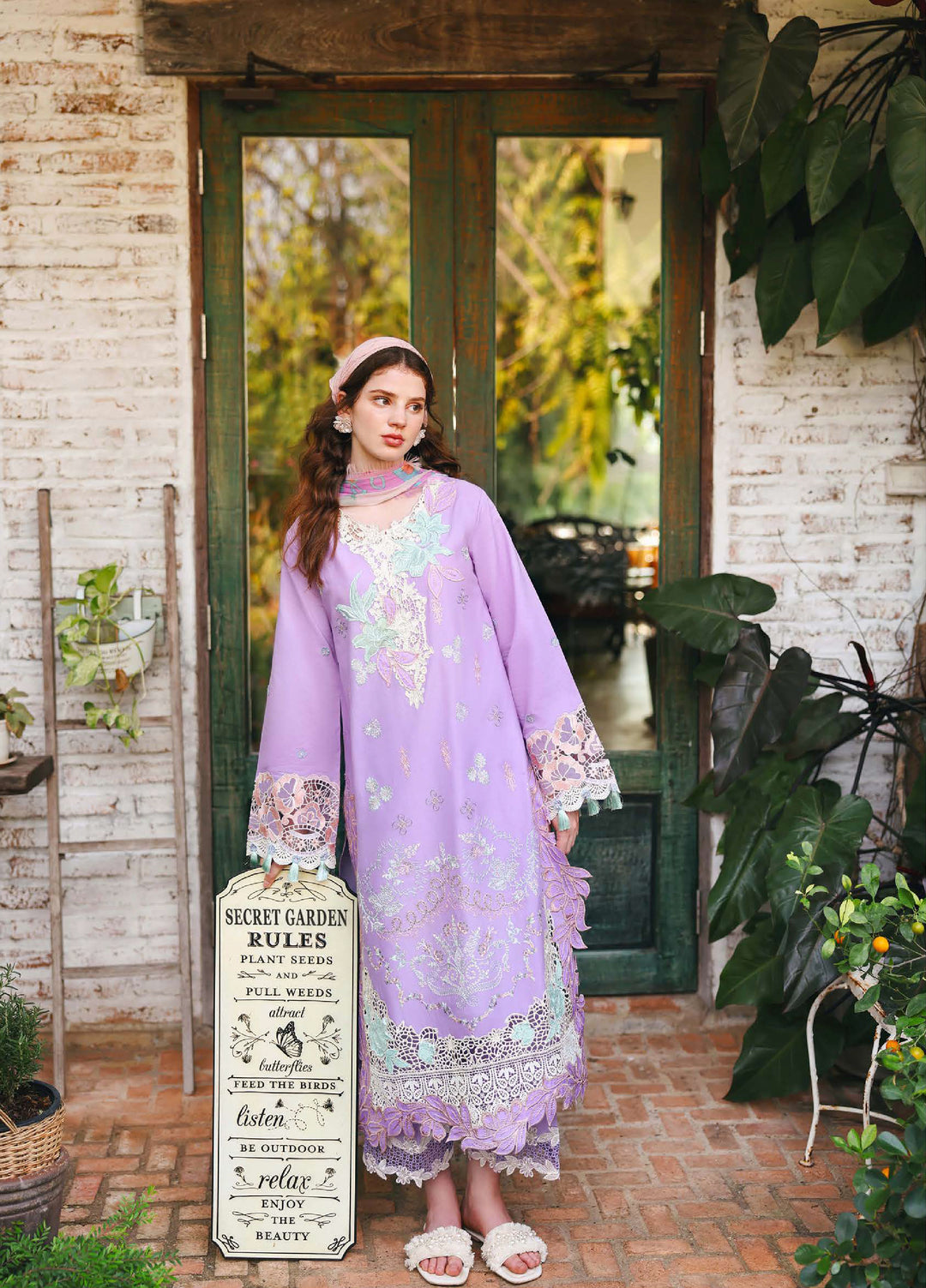 The Secret Garden by Mushq Unstitched Embroidered Lawn 3 Piece Suit MU26ULSG Dewspell HUNSS260203 - Festive Collection