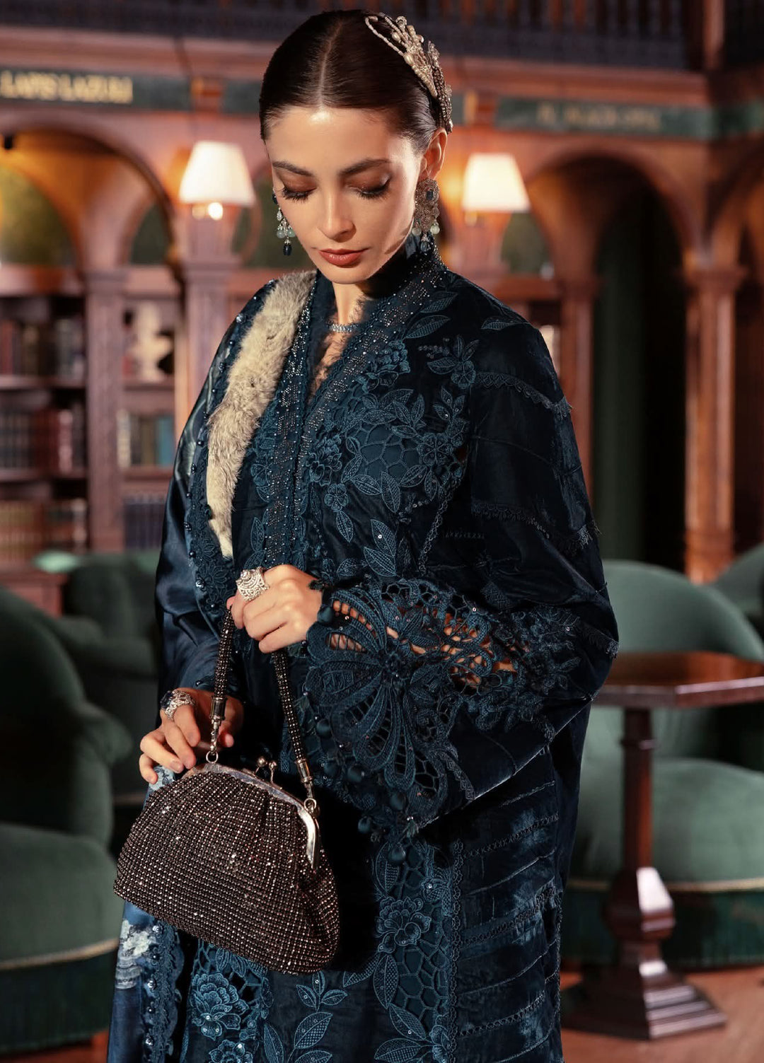 Luxe by Maria B Unstitched Embroidered Velvet 3 Piece MB25LW D10 - Winter Collection