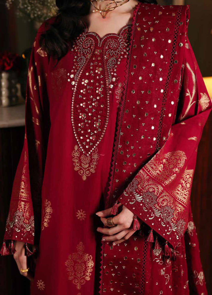 Nureh Exclusive Unstitched Embroidered Lawn Jacquard 3 Piece Suit NU26EU NE-225 - Festive Collection
