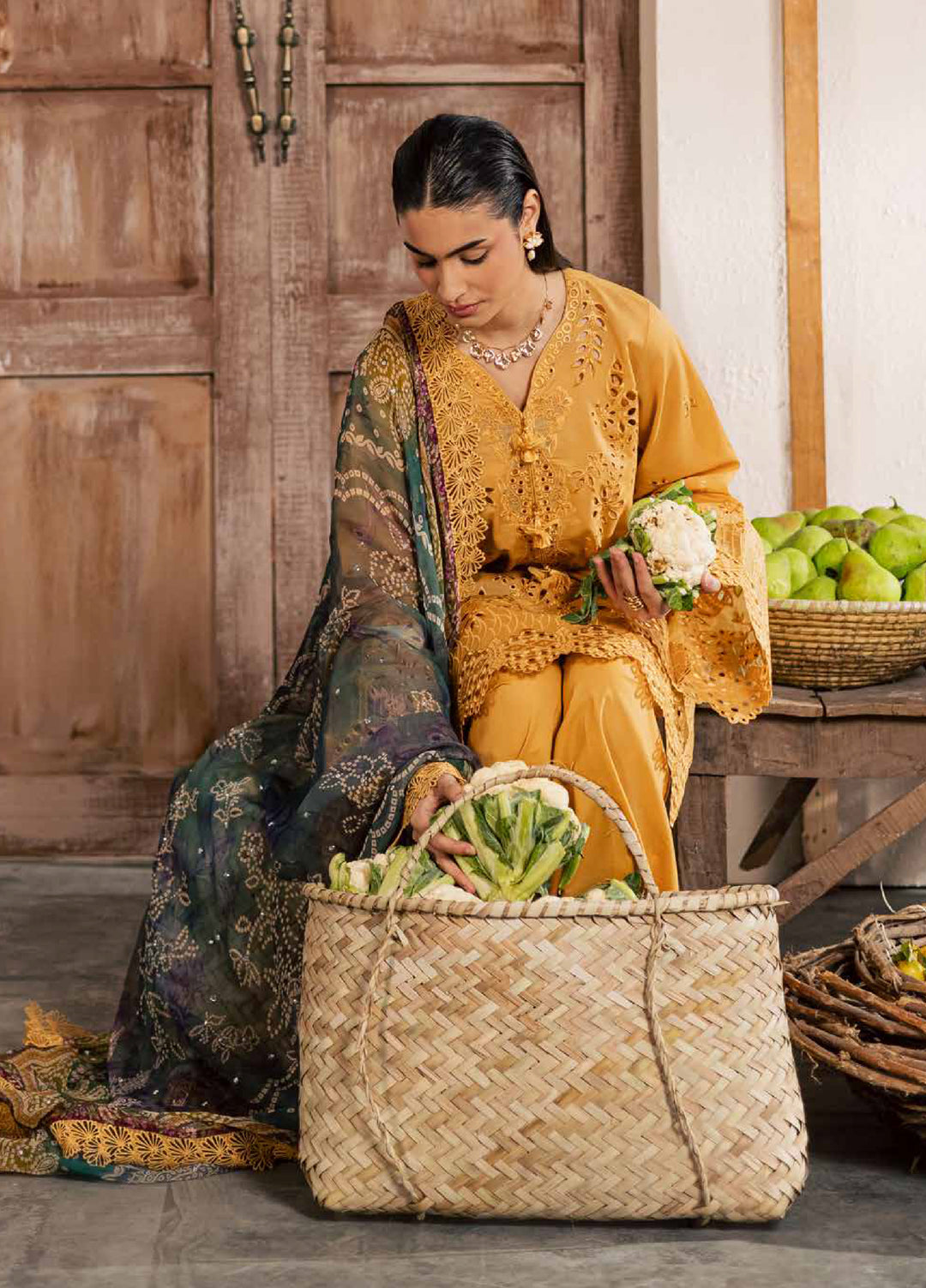 Bazar by Nureh Unstitched Chikankari Lawn 4 Piece Suit NU26UNL NE-254 - Eid Collection