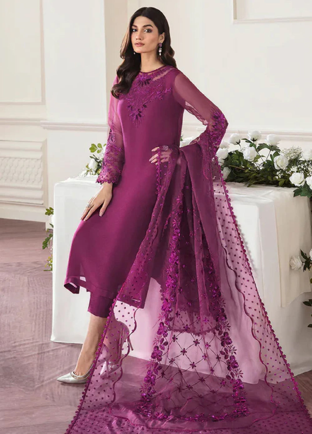 Chantelle by Baroque Unstitched Embroidered Chiffon 3 Piece Suit BQ26UCF UF-291 - Festive Collection