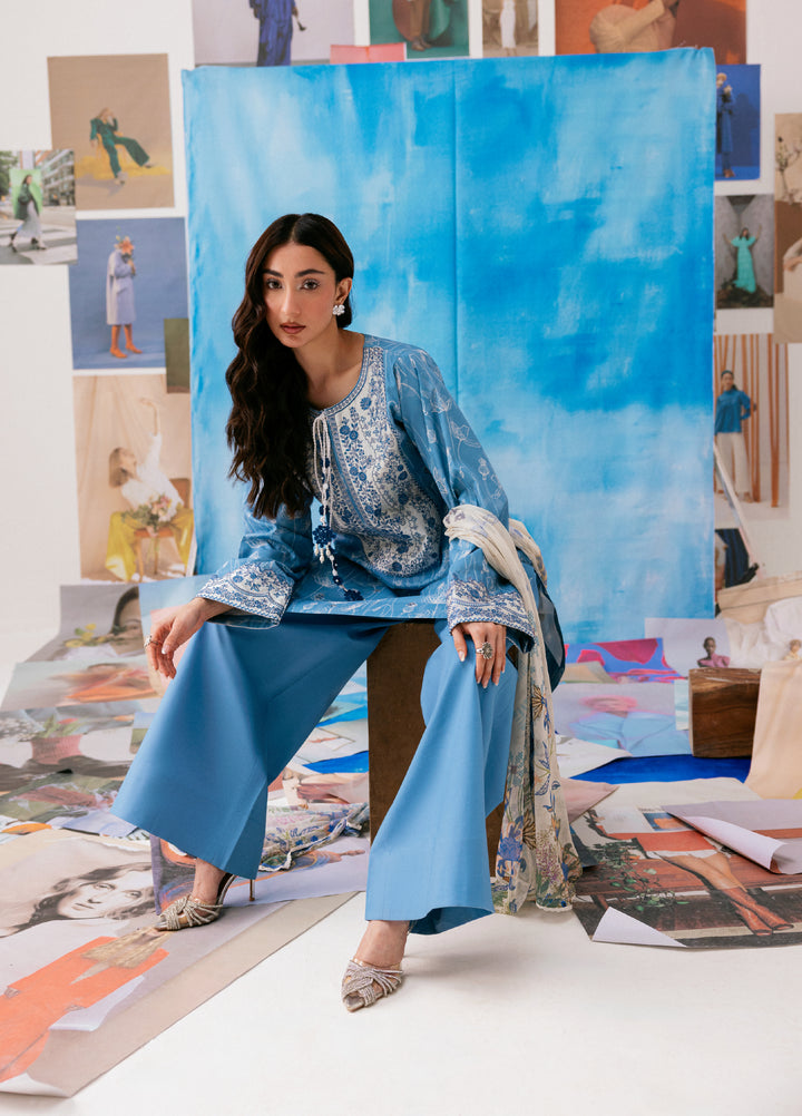 Zync by Florent Unstitched Embroidered Printkari Lawn 3 Piece Suit FL26UZP FZ-2B - Summer Collection