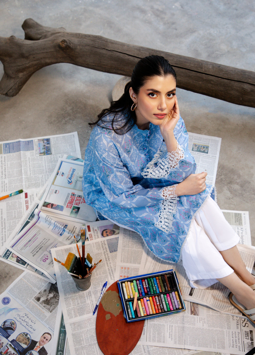 Sahar Unstitched Printed Cambric 1 Piece Shirt SS1-26-33 Sky Lattice - Summer Collection