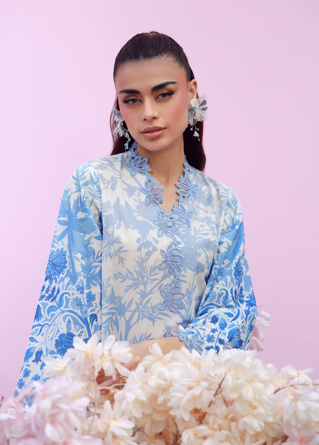 Sahar Unstitched Printed Cambric 2 Piece Suit SS1-26-27 Blue Meadow - Summer Collection