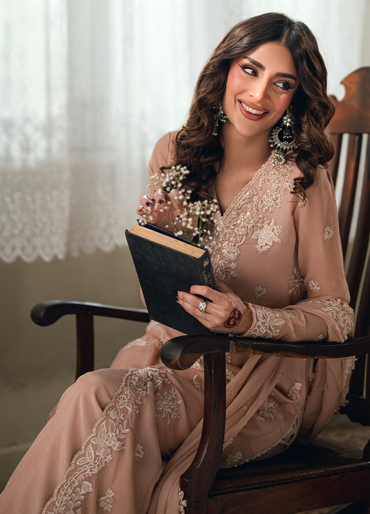 Eid Ensembles by Azure Unstitched Embroidered Chiffon 3 Piece Suit AZ26UEE ES-135 Cosmic Blush - Eid Collection