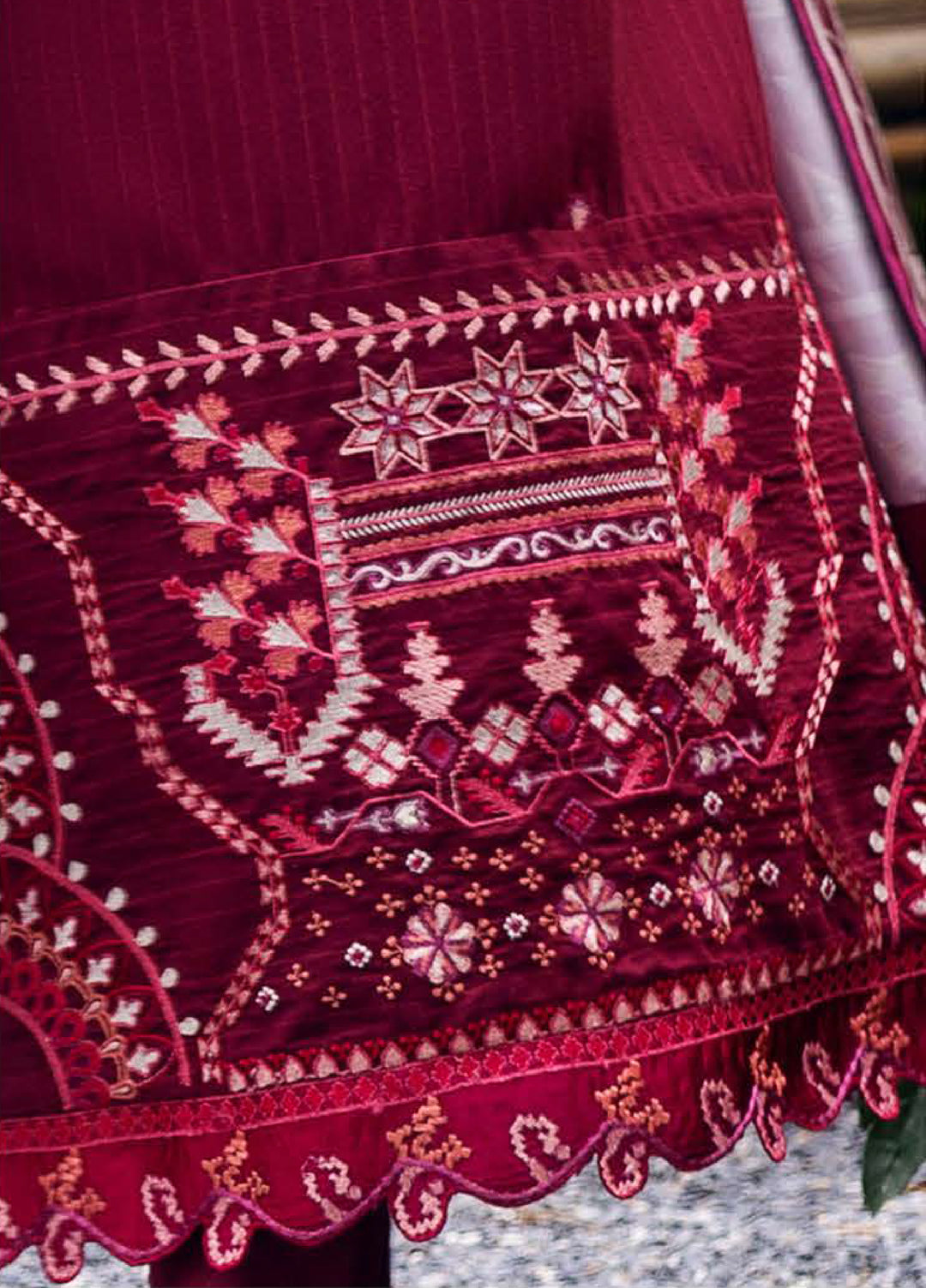 Symphony Hemline by Mushq Unstitched Karandi Embroidered 3 Piece MU25SK Emerald Glimmer - Winter Collection