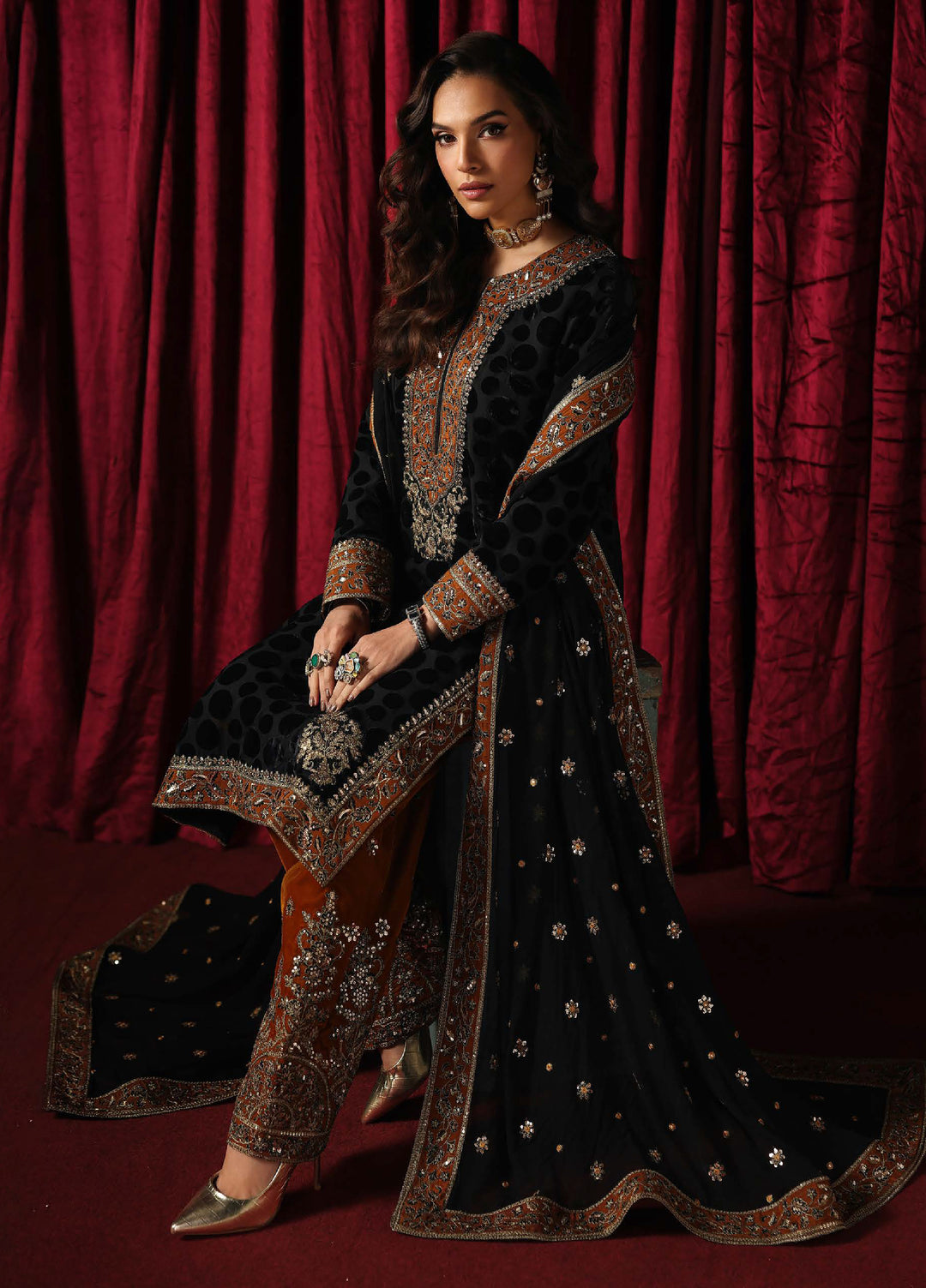 Signora by Charizma Unstitched Velvet Embroidered Suits 3 Piece CRZ25SV CVT5-14 - Festive Collection