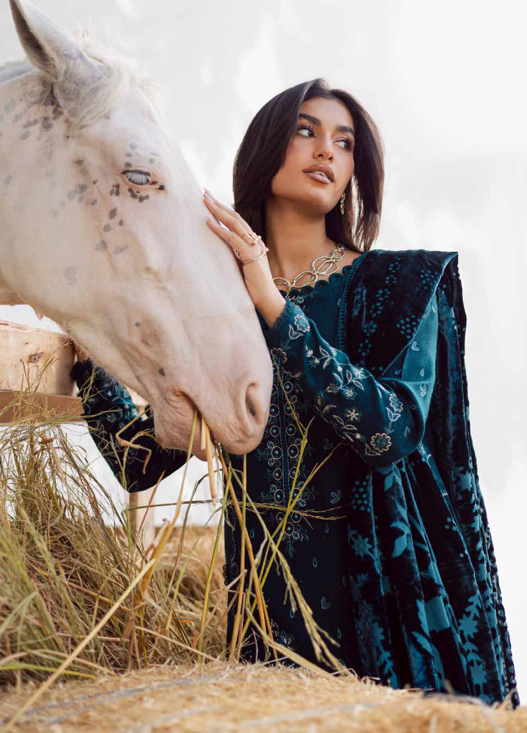 Nureh Exclusive Unstitched Luxury Palachi Embroidered Leather Peach Suits 3 Piece NU25PS NE-186 - Winter Collection