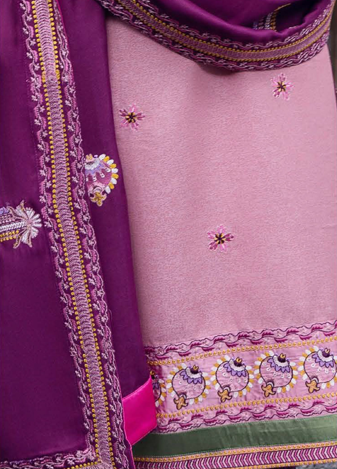 Symphony Hemline by Mushq Unstitched Karandi Embroidered 3 Piece MU25SK Opal Gleam - Winter Collection