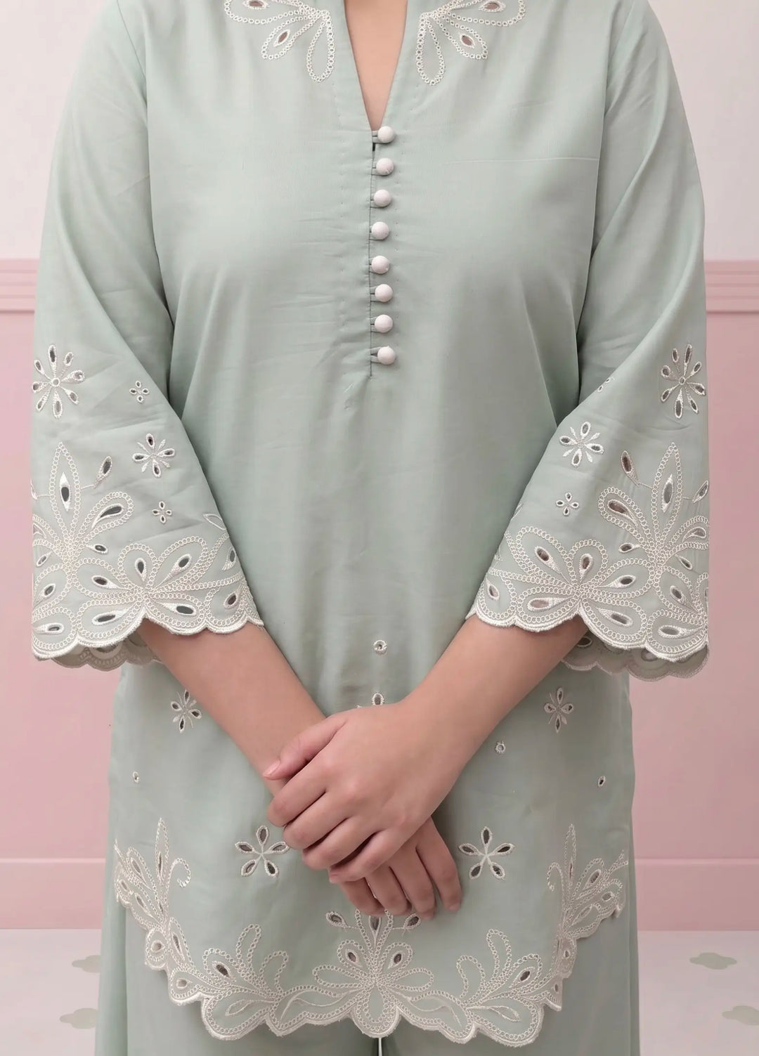 Scherezade Women RTW Embroidered Lawn Cotton 3 Piece Suit MATCHA - Casual Collection