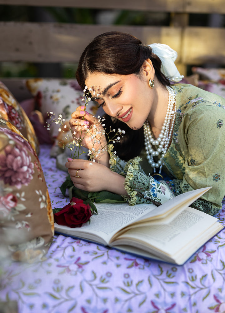 Elaf Premium Chikankari Unstitched Printed Lawn 3 Piece Suit EL26UPC ERC-8B MENAH - Summer Collection