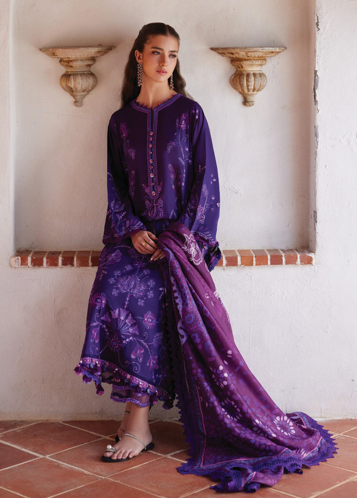 Farah Talib Aziz Unstitched Embroidered Lawn 3 Piece Suit FTA26UL FTA-06 VICENTA VIOLET - Summer