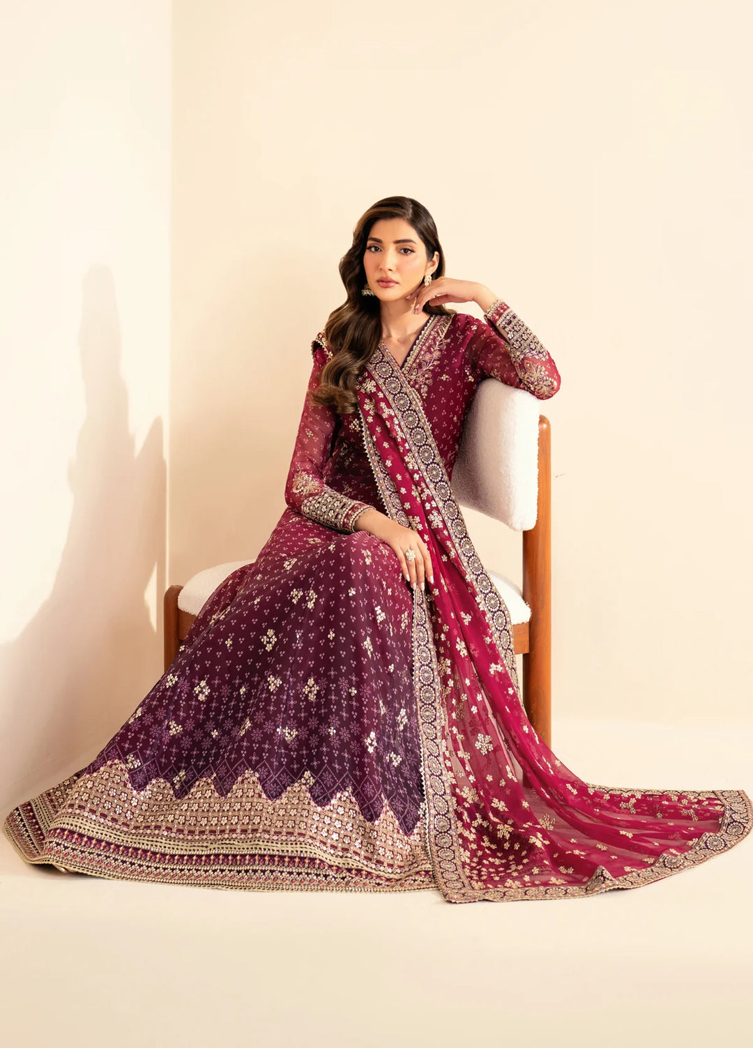 Xenia Formal Luxury Unstitched Embroidered Chiffon Suits 3 Piece XE25FL XF-993 Nyami - Formals Collection