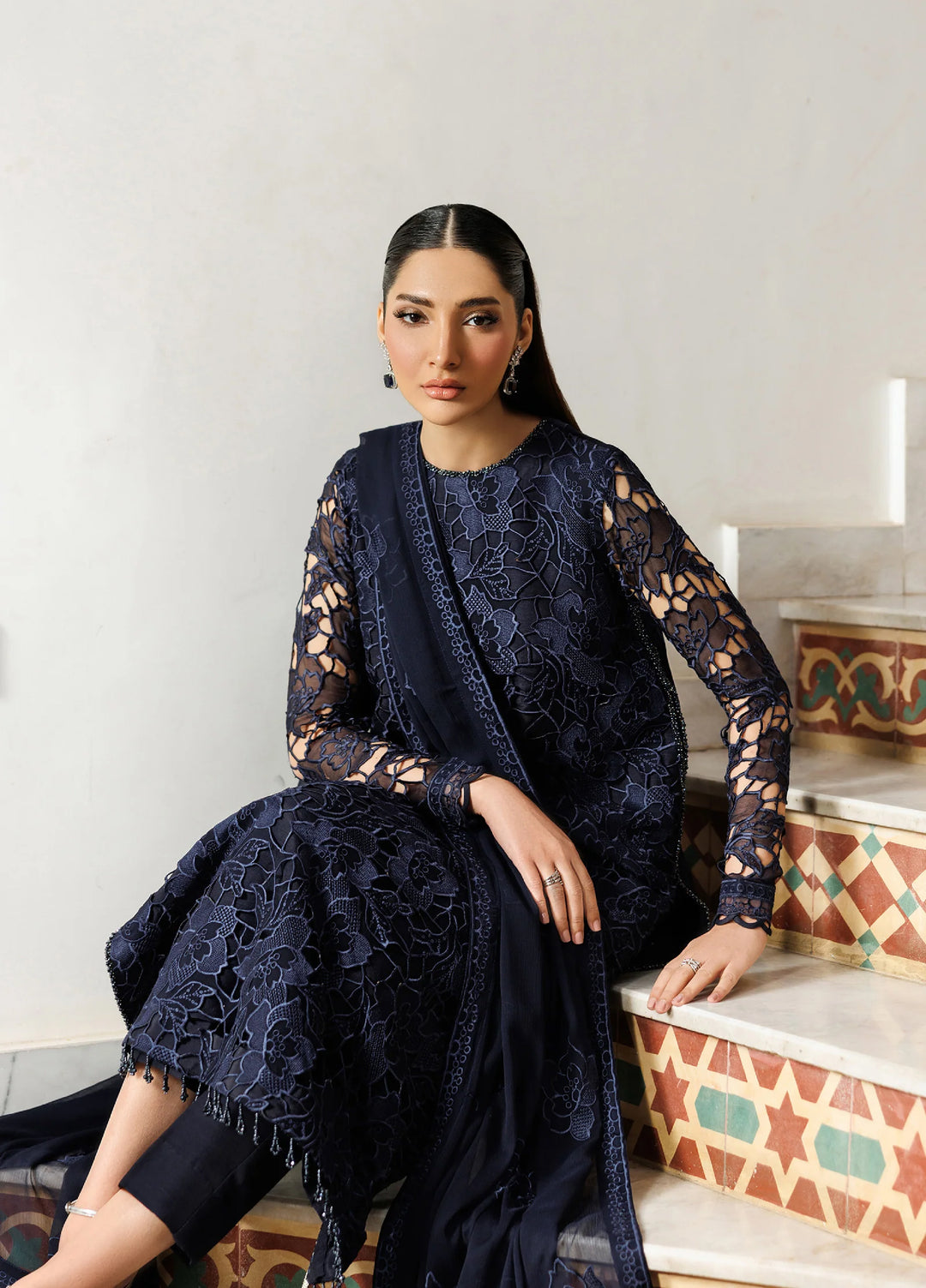 Nourah by Zarif Unstitched Embroidered Chiffon 3 Piece Suit ZR26UCN Nourah ZF/ZQH/SARAYA 02 - Festive Collection