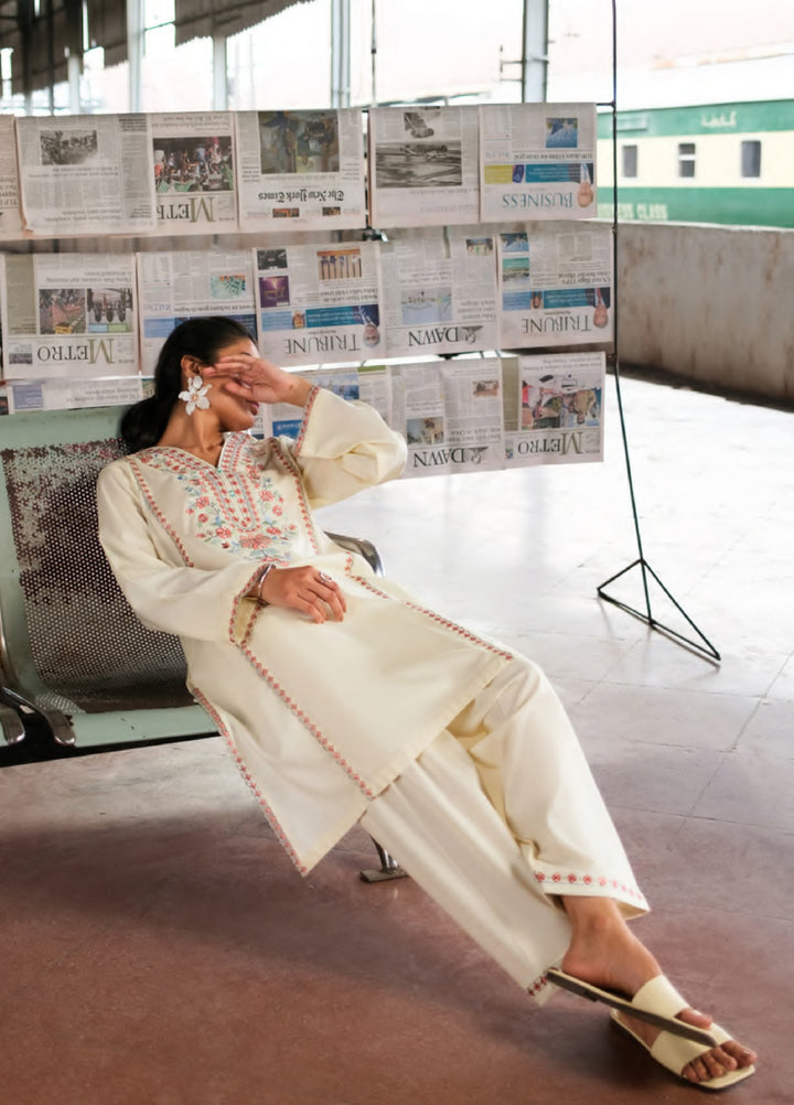 Summer Travels by Casuallite RTW Embroidered Cotton Lawn 3 Piece Suit CL26ULST OUTFIT 06 GOLDEN WHISPER - Casual Collection