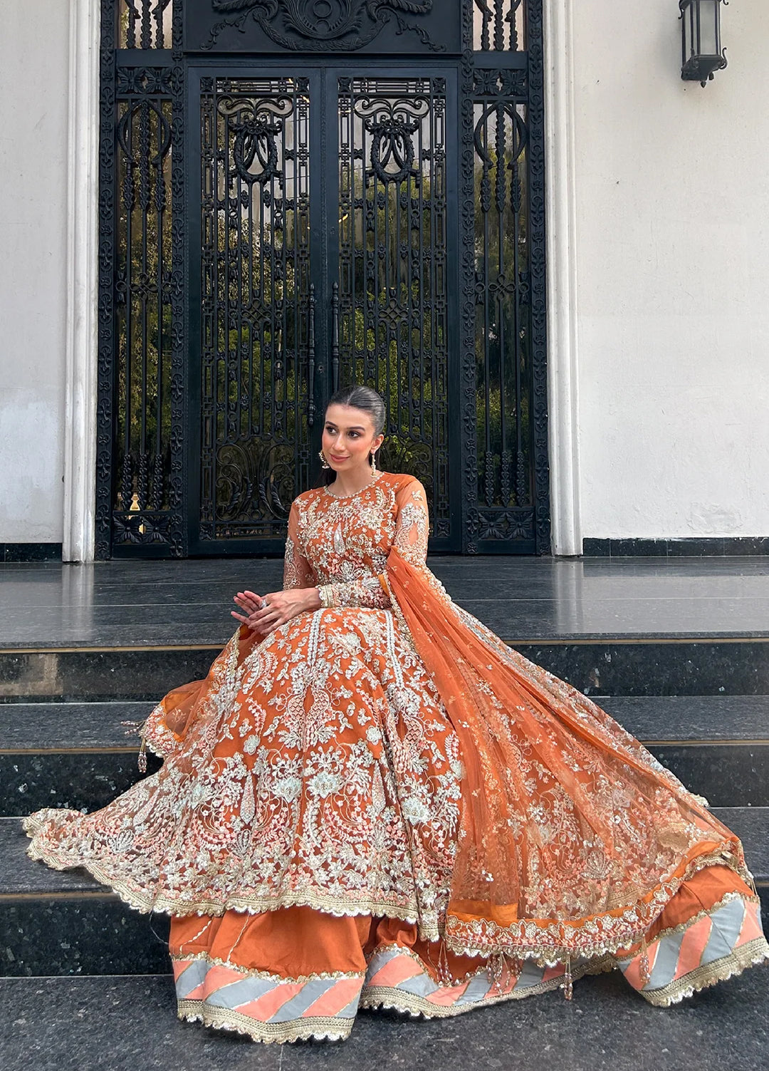 Ember by Aylin Unstitched Net Embroidered Suits 3 Piece AYL25EF D2-Saffron - Festive Collection