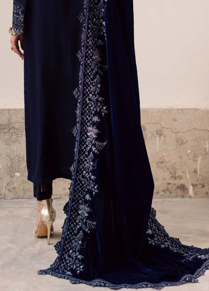 Nureh Exclusive Unstitched Luxury Leather Peach Velvet Shawl Embroidered Suits 3 Piece NU25NS NE-200 - Festive Collection