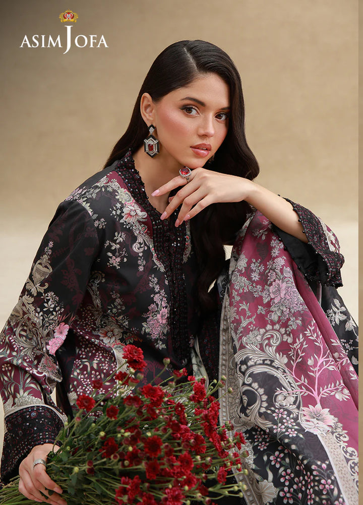 Asim Jofa Unstitched Printed Silk 3 Piece Suit AJ26UPS AJULSC-08 - Casual Collection