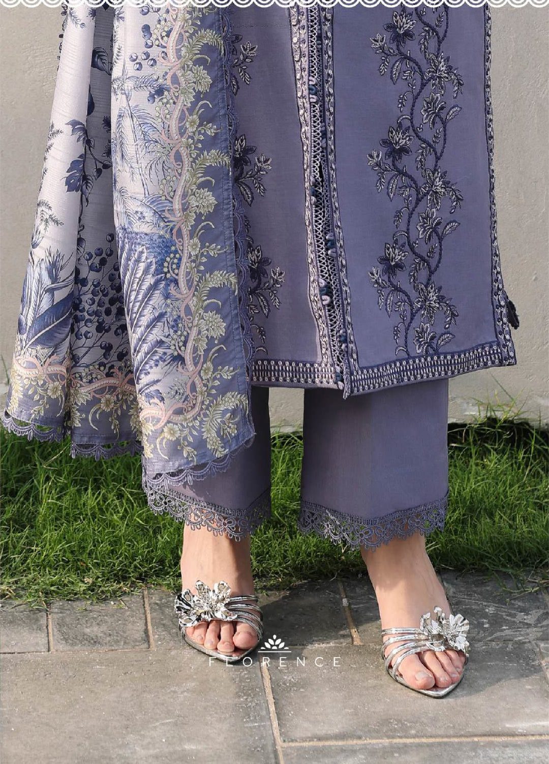 Florence by Rang Rasiya Unstitched Embroidered Lawn 3 Piece Suit RR26ULF Mahnaz - Festive Collection