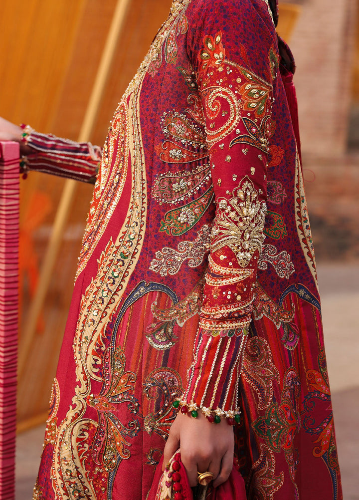 Crimson Unstitched Embroidered Silk 3 Piece Suit CR26UW D-1 Damini Scarlet - Festive Collection