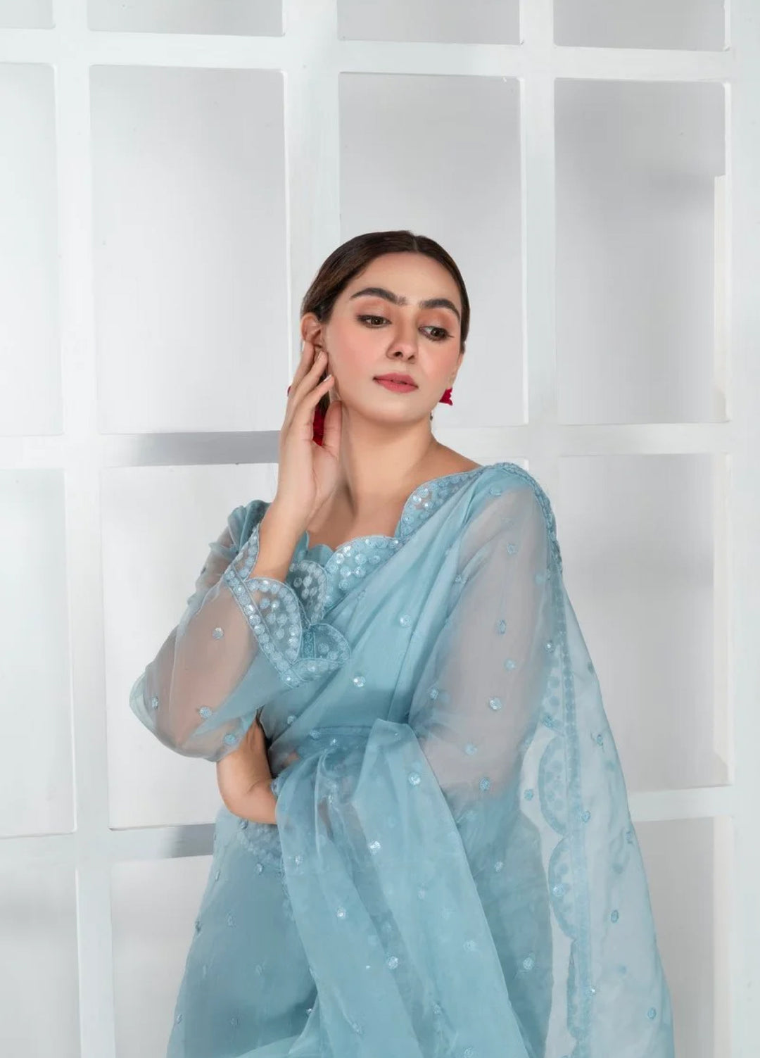 Luxe by Imran Aftab Unstitched Embroidered Organza Saree Suit IASC 29 - Festive Collection