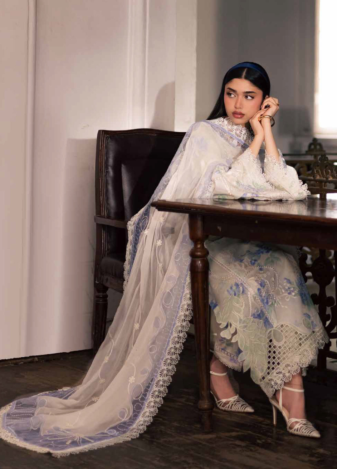 Maya by Nureh Unstitched Embroidered Luxury Lawn 3 Piece Suit NU26ULM NS-166 - Summer Collection