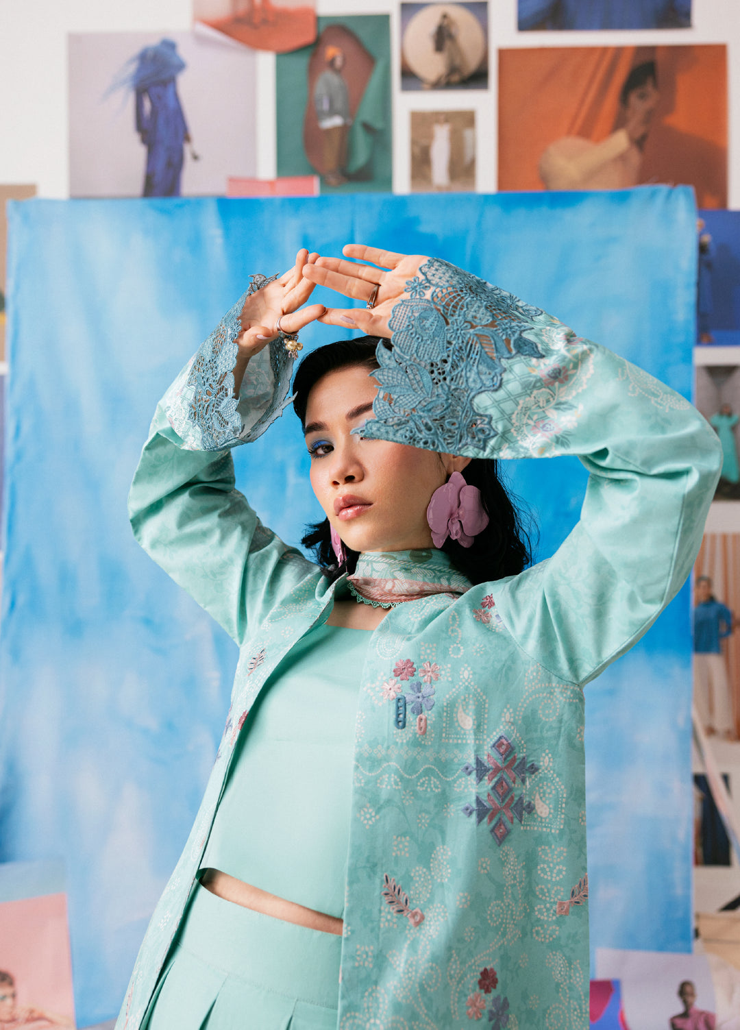 Zync by Florent Unstitched Embroidered Printkari Lawn 3 Piece Suit FL26UZP FZ-5B - Summer Collection