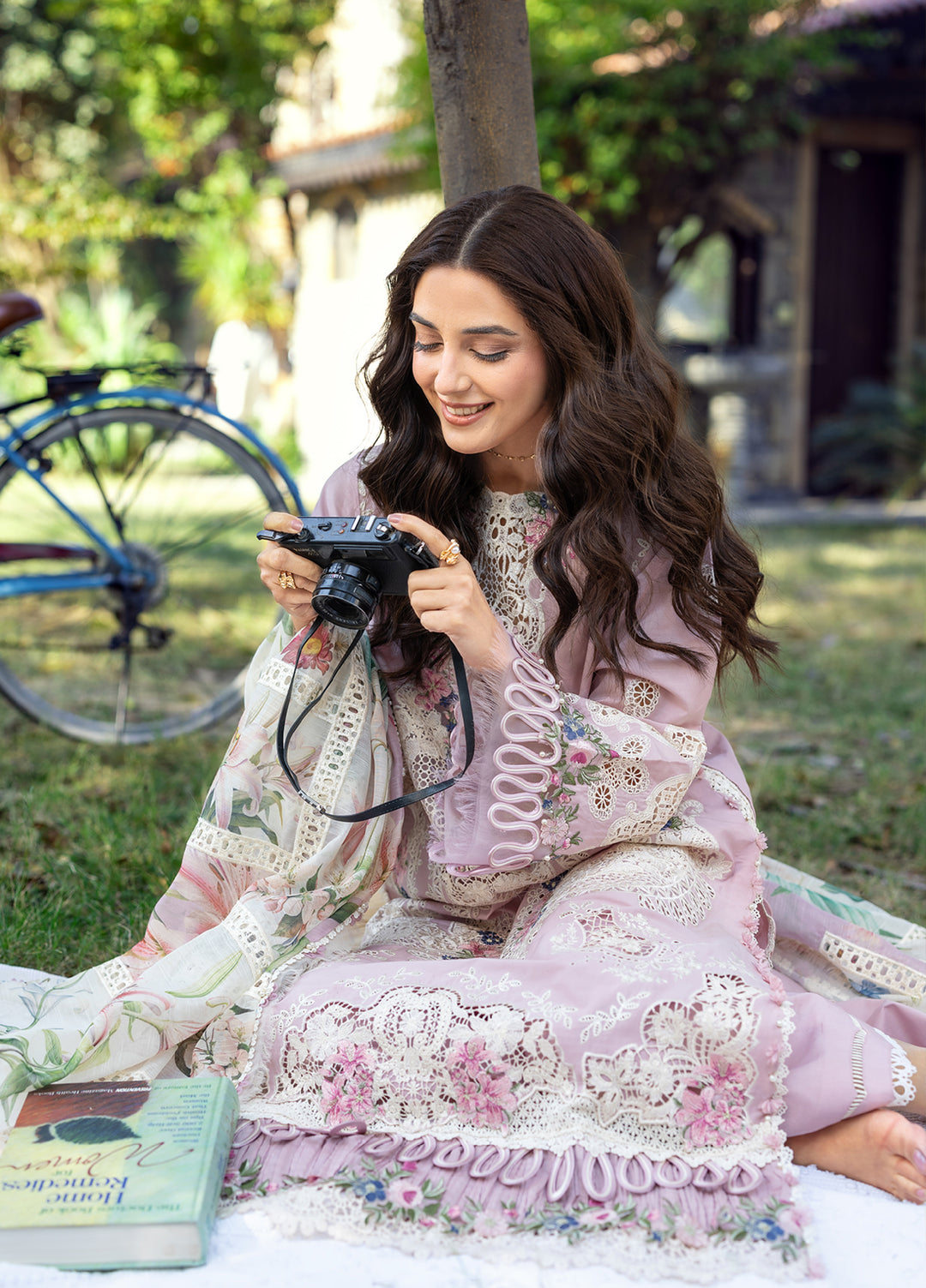 Elaf Premium Unstitched Embroidered Luxury Lawn 3 Piece Suit EL26UPL ELY-1A MAISON PINK - Summer Collection