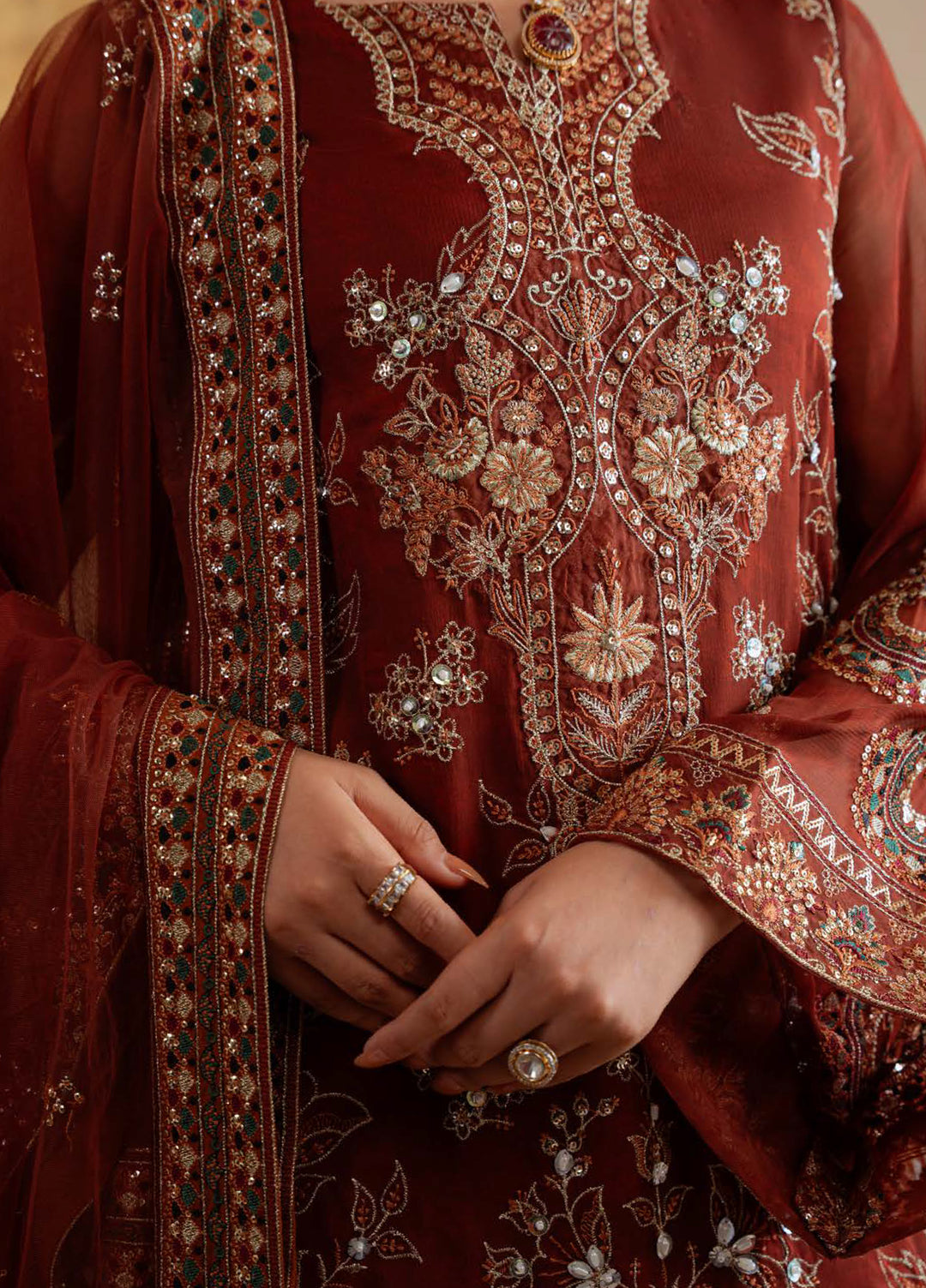 Amaya by Nureh Unstitched Luxury Chiffon Embroidered 3 Piece Suit NU26UA AM-35 - Festive Collection