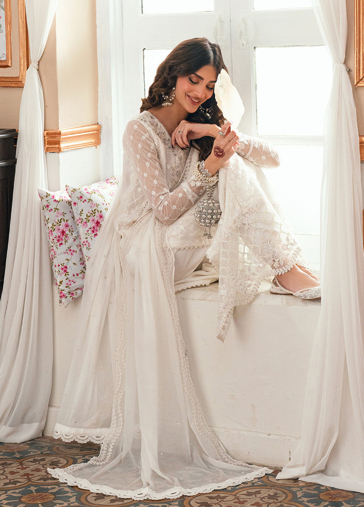 Eid Ensembles by Azure Unstitched Embroidered Chiffon 3 Piece Suit AZ26UEE ES-132 Mangolia - Eid Collection