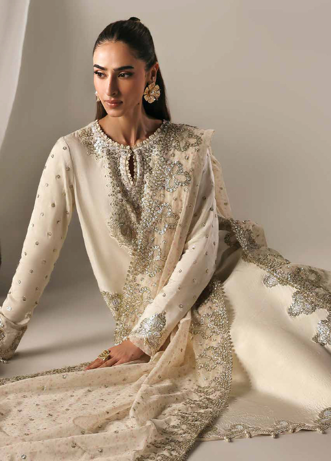 Serein Luxe by Emaan Adeel Unstitched Raw Silk Embroidered Suits 3 Piece EA25SL D-3 Misty Dawn - Festive Collection
