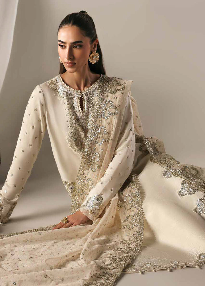 Serein Luxe by Emaan Adeel Unstitched Raw Silk Embroidered Suits 3 Piece EA25SL D-3 Misty Dawn - Festive Collection