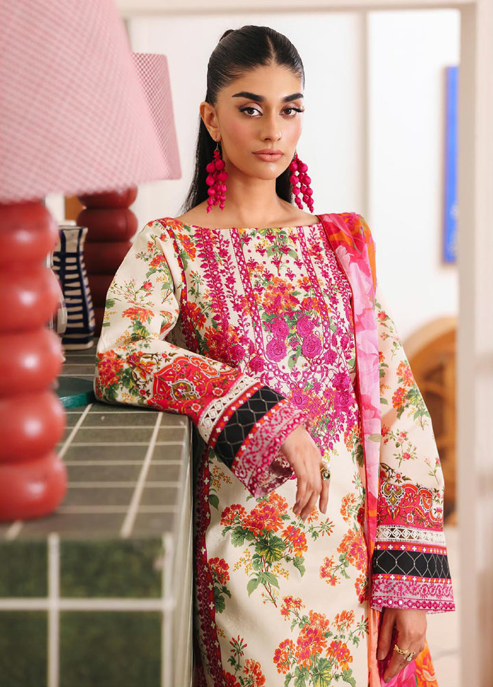 Nissa Floral Symphony by Rajbari Unstitched Lawn Embroidered 3 Piece Suit RB26UNF D-05 - Summer Collection