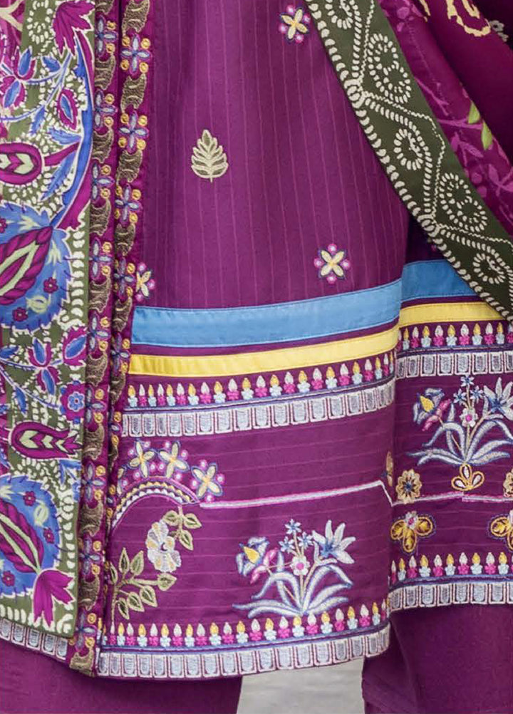 Symphony Hemline by Mushq Unstitched Karandi Embroidered 3 Piece MU25SK Plum Swirl - Winter Collection