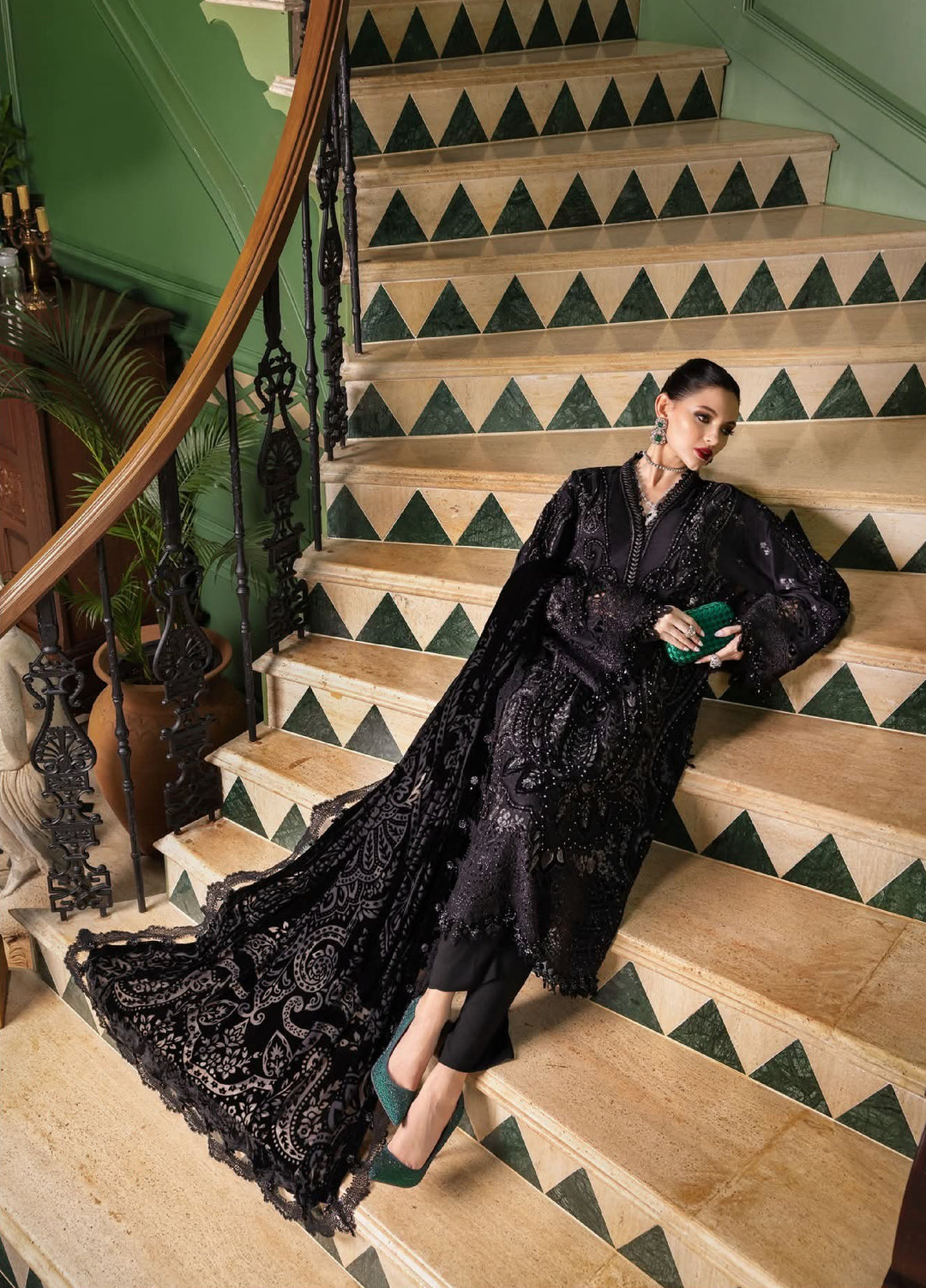 Luxe by Maria B Unstitched Embroidered Velvet 3 Piece MB25LW D7 - Winter Collection