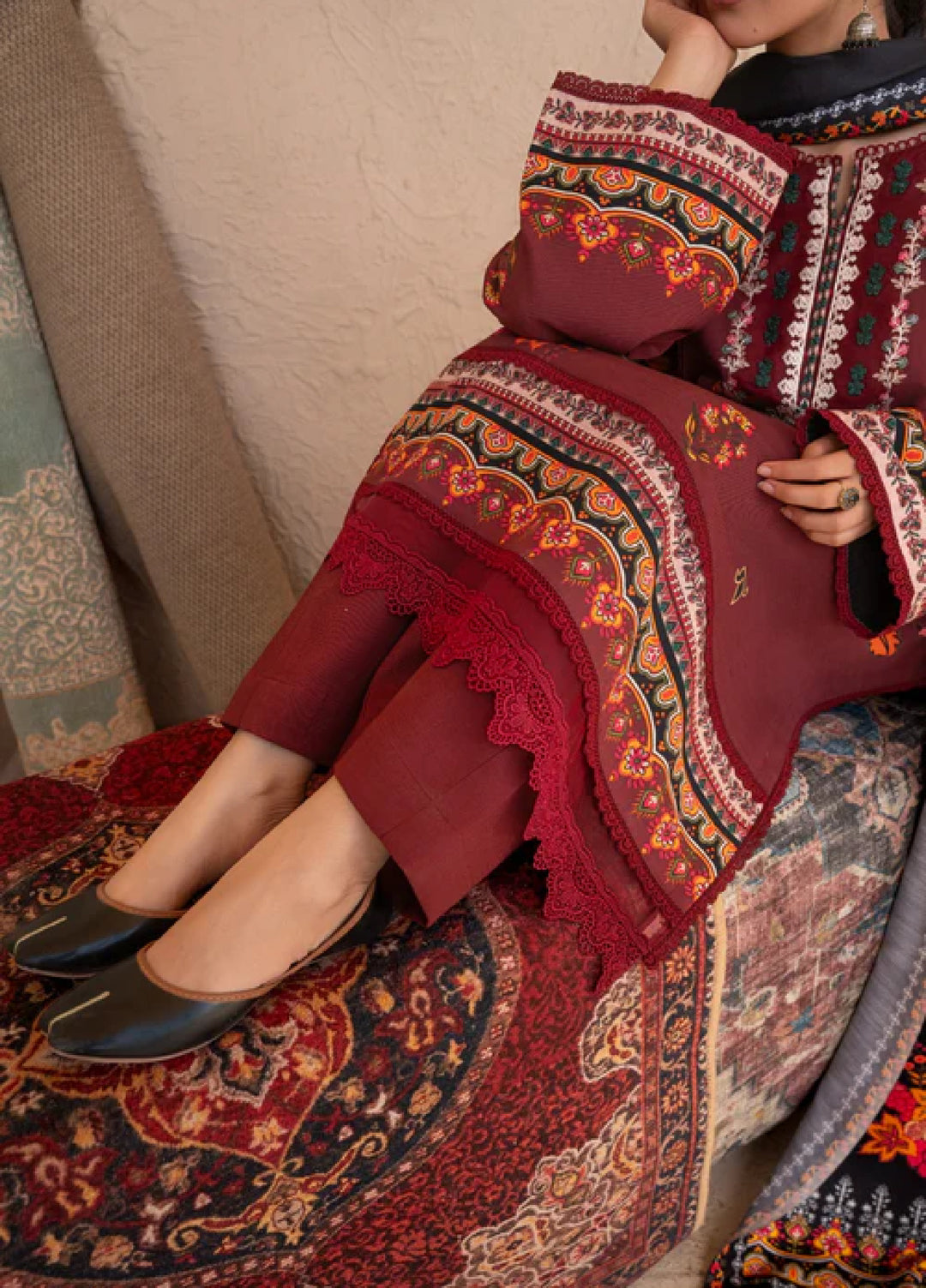 Jugnu by Chandan Nagri Women Pret Embroidered Khaddar 3 Piece Suit Zariya - Winter Collection