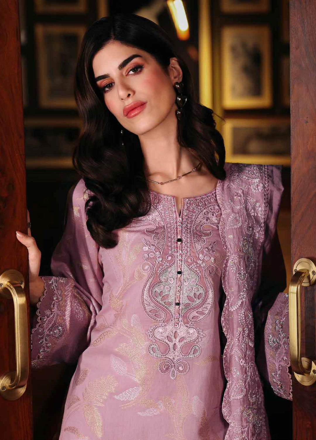 Nureh Exclusive Unstitched Embroidered Lawn Jacquard 3 Piece Suit NU26EU NE-222 - Festive Collection