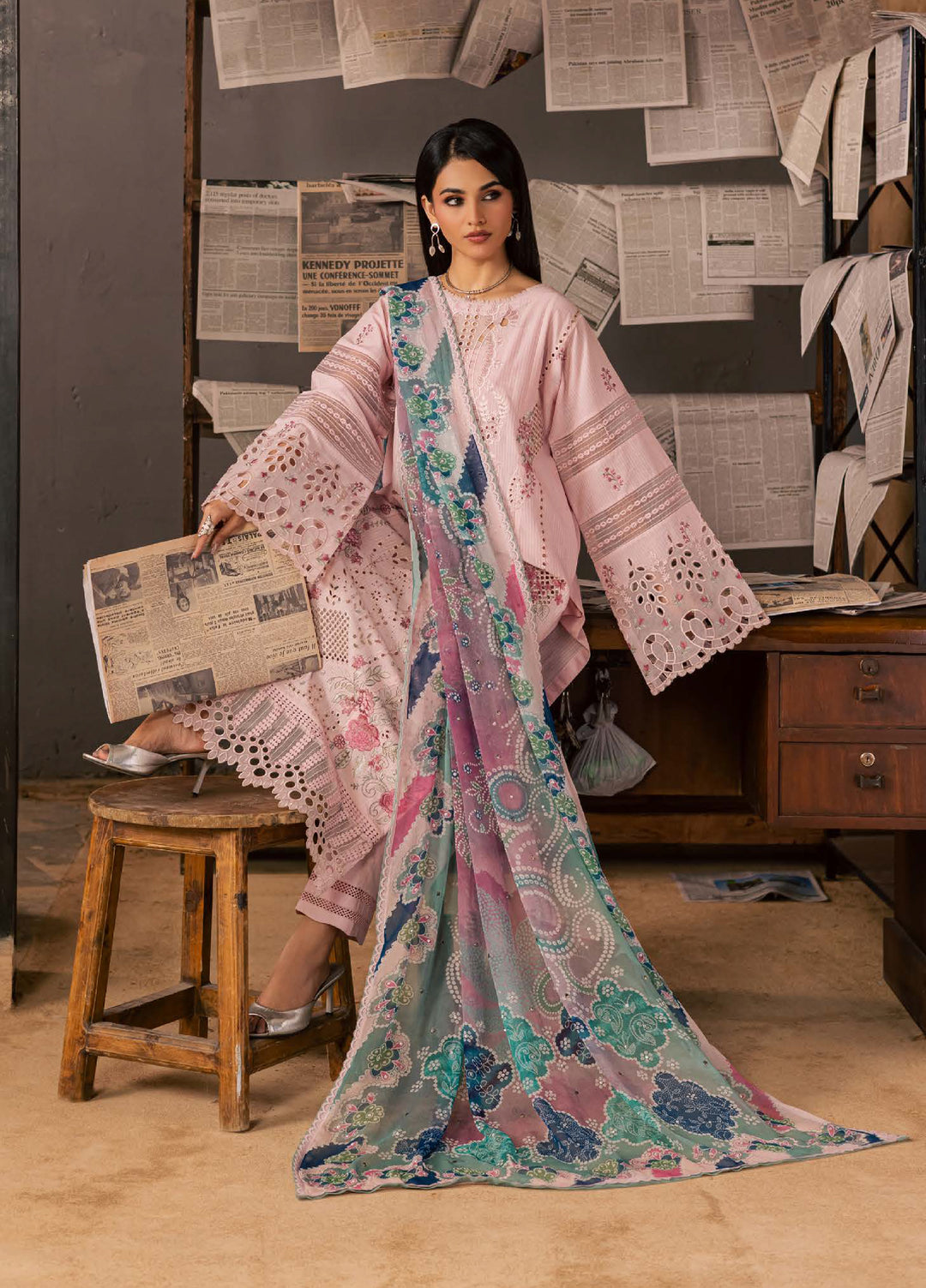 Bazar by Nureh Unstitched Embroidered Chikankari Lawn 3 Piece Suit NU26UBL NE-241 - Festive Collection