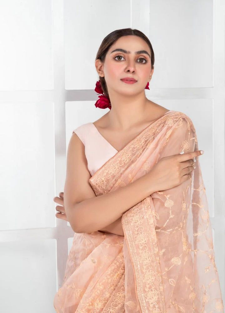 Luxe by Imran Aftab Unstitched Embroidered Organza Saree Suit IASC 31 - Festive Collection